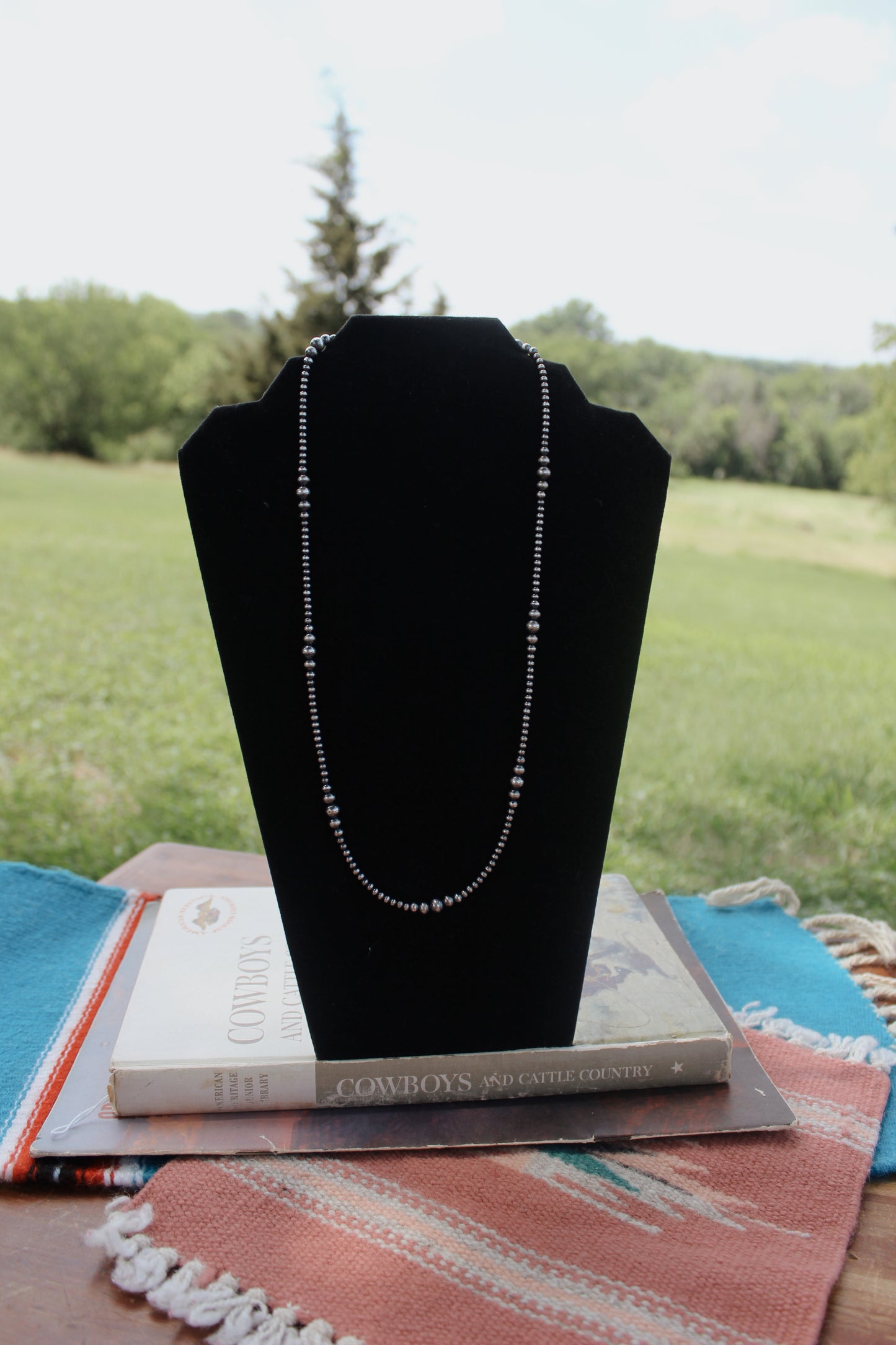 24" Graduated Sterling Silver Pearl Necklace
