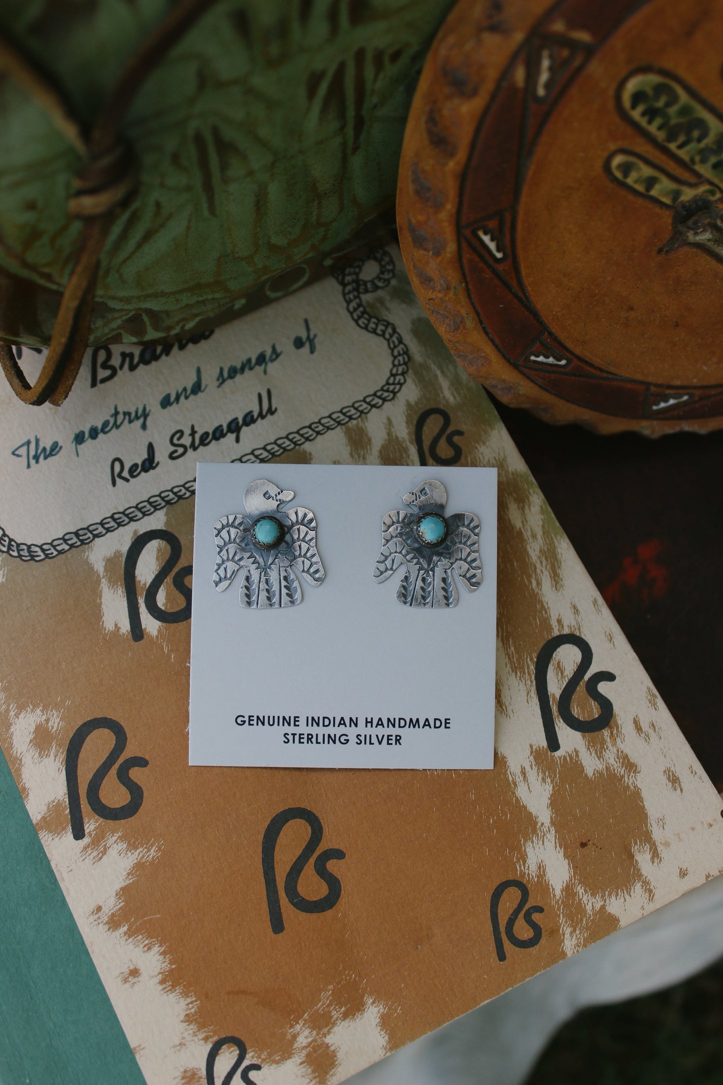 Thunderbird Turquoise Earrings by Gabriel Yazzie