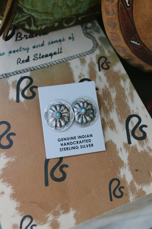 Concho Earrings w/Turquoise by Joan Begay