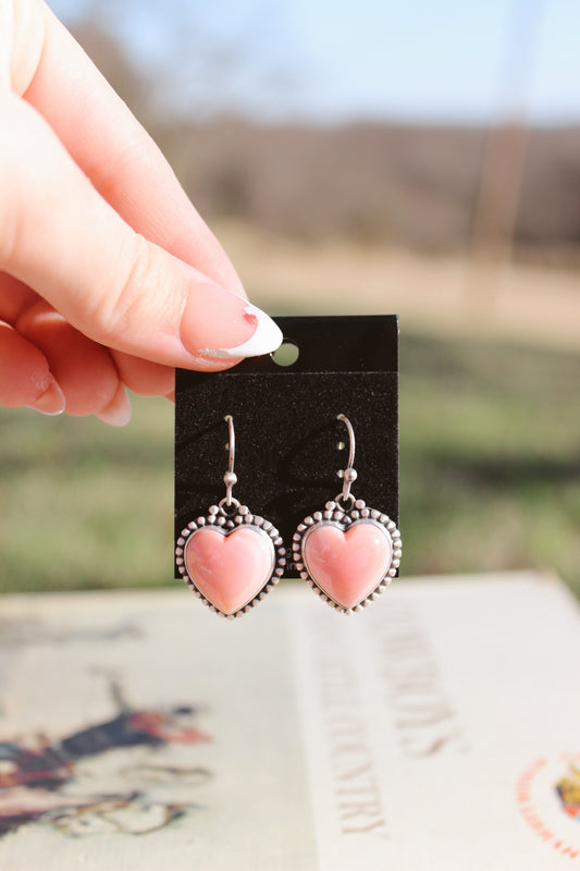 Pink Conch Heart Dangles