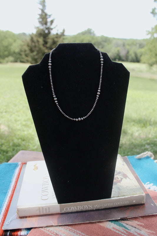 16" Graduated Sterling Silver Pearl Necklace
