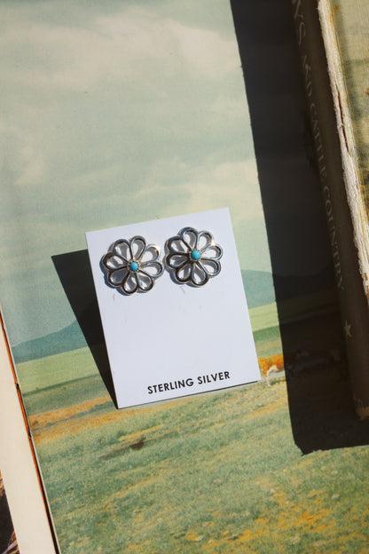 Flower Turquoise Stud Earrings
