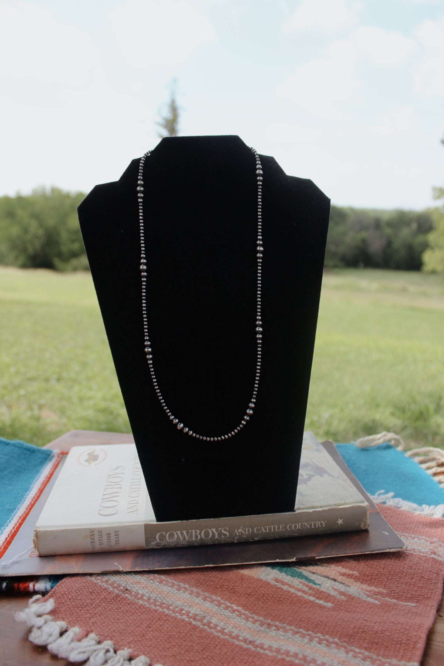 24" Graduated Sterling Silver Pearl Necklace