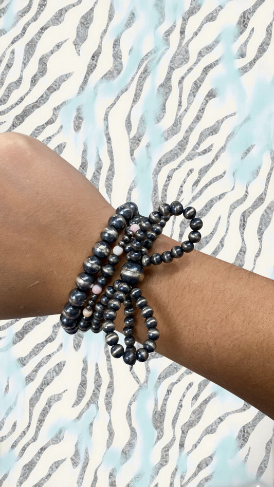8mm Sterling Silver Stretchy Bracelet